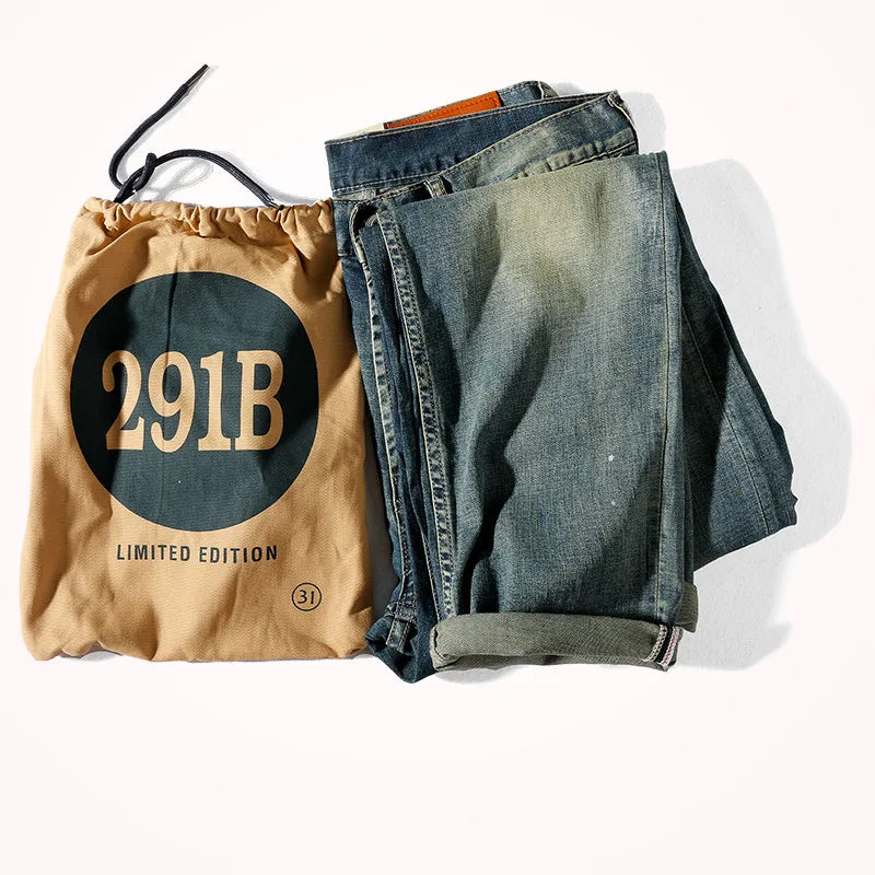 Spring Summer New Retro Thin Stretch Jeans Men's Fashion Light Blue