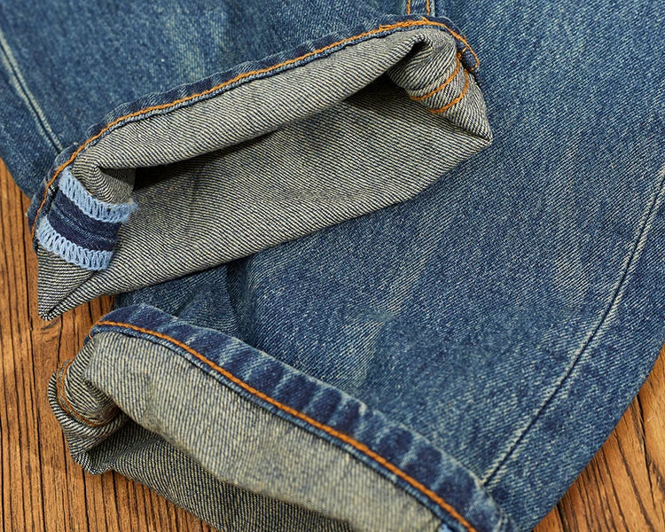 Four Seasons New American Retro Spray Paint Denim Jeans Men's Fashion 100% Cotton Washed Make Old Casual Straight Loose Trousers