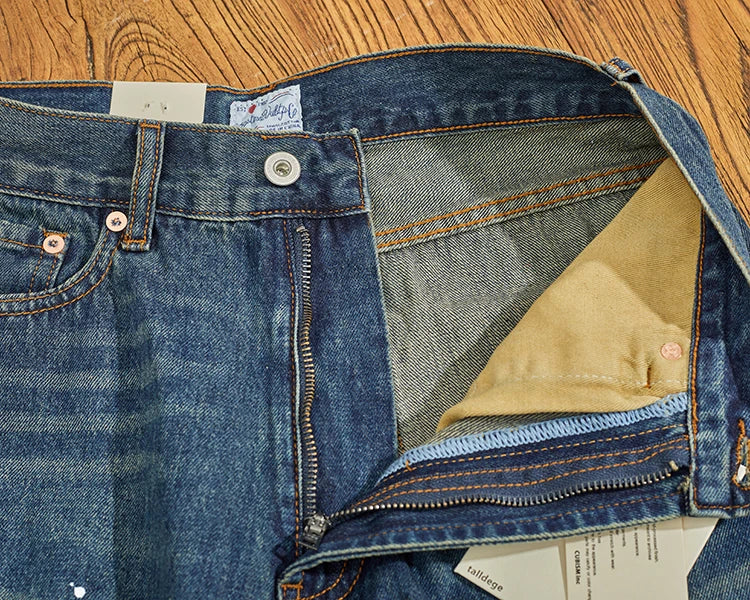 Four Seasons New American Retro Spray Paint Denim Jeans Men's Fashion 100% Cotton Washed Make Old Casual Straight Loose Trousers