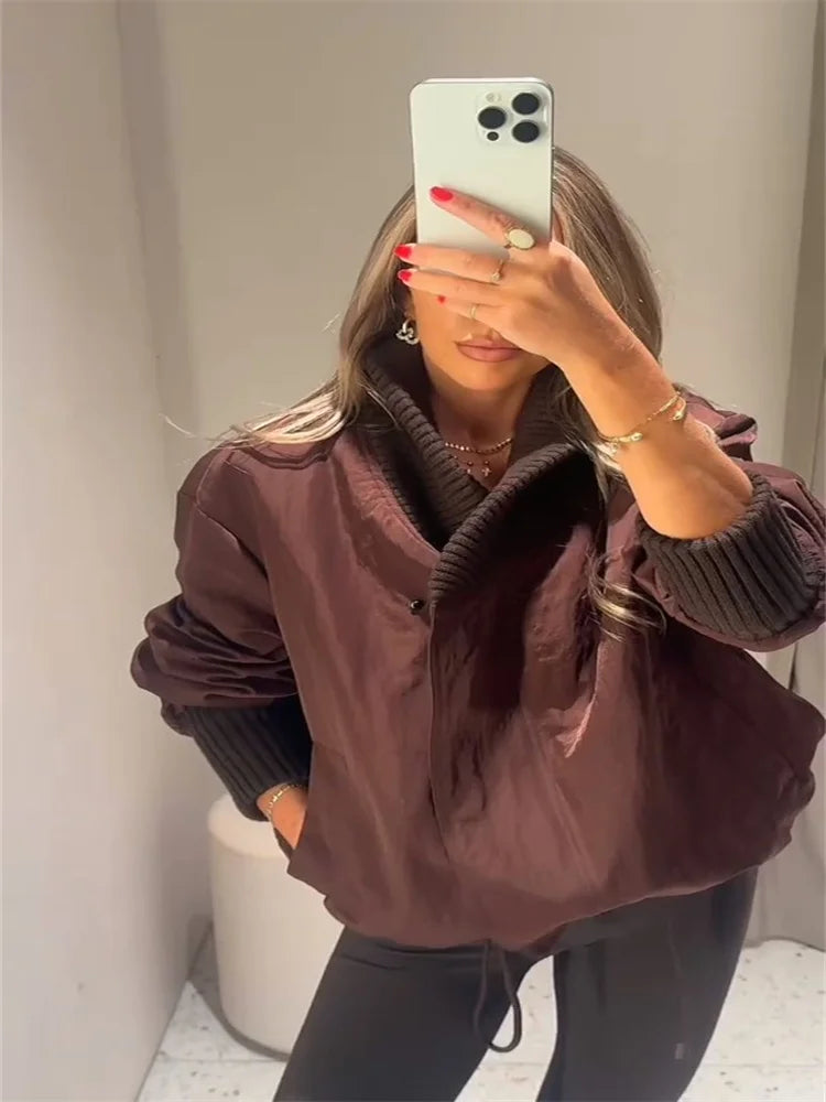 Chic Asymmetric Women's Down Jackets Vintage Laple Thicken Full Sleeve Padded Cotton Coat Female Autumn Winter Lady Streetwears