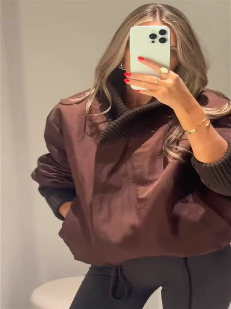 Chic Asymmetric Women's Down Jackets Vintage Laple Thicken Full Sleeve Padded Cotton Coat Female Autumn Winter Lady Streetwears