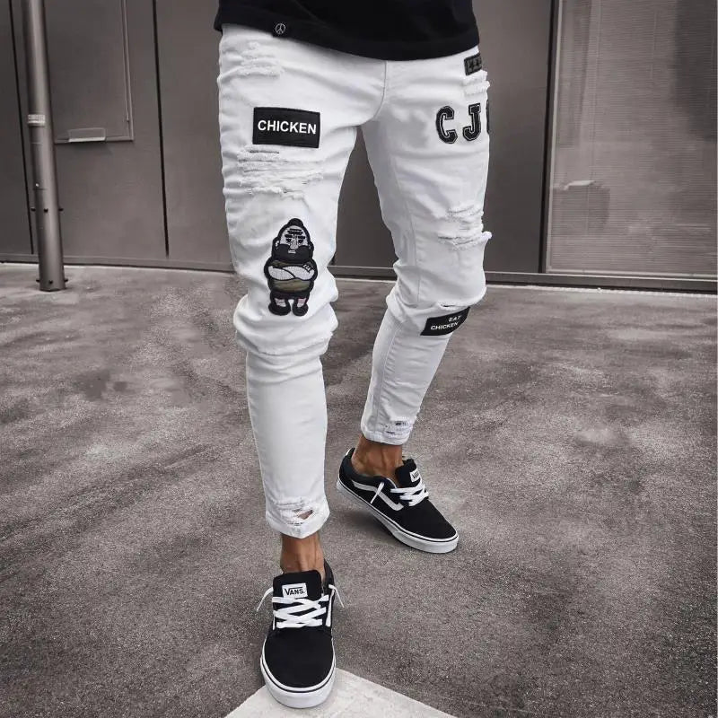 Men Jeans Solid Pockets Stretch Denim Straight Pants Spring Summer