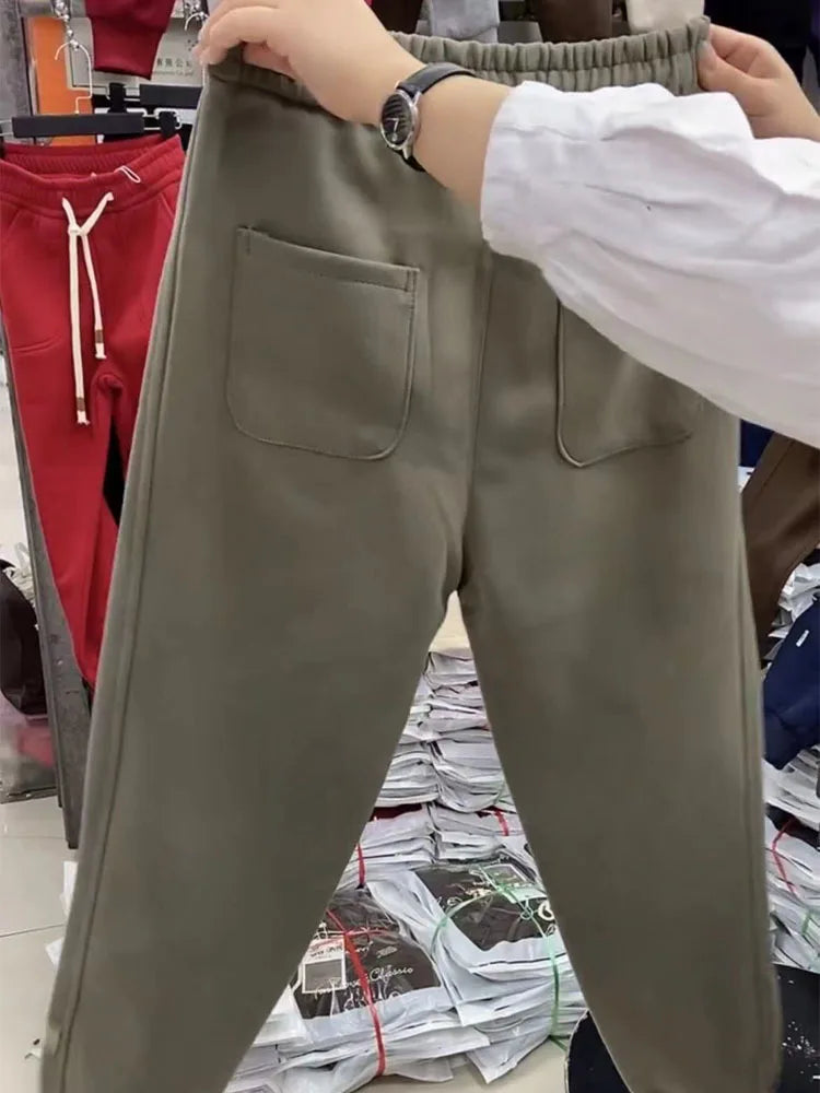 High-quality Cotton SweatPants Women Spring autumn Elastic Waist Loose Pants Casual Women Casual Trousers Women Clothing 4XL