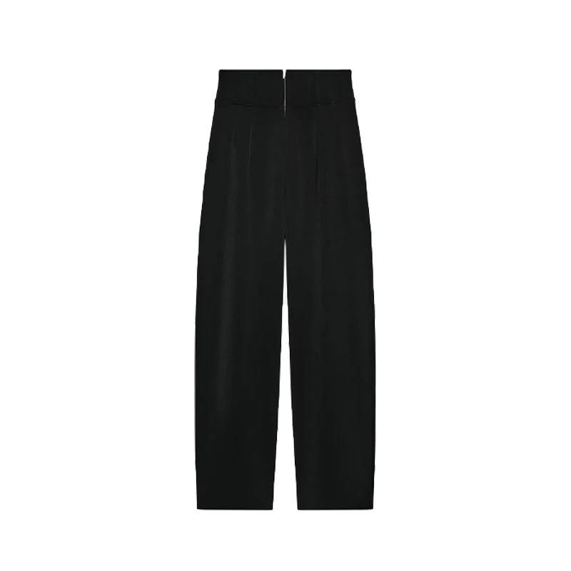 Formal Women's Waist Cinching Blazer Suits Padded Shoulder Long Sleeve Jacket Baggy Pants Casual Office Streetwear Set Outfit