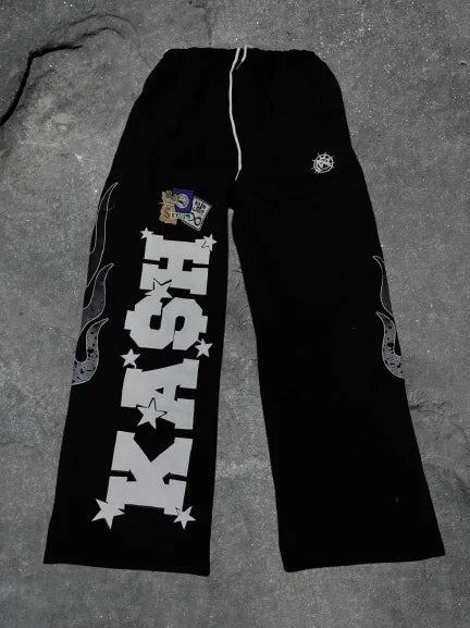 Sweatpants Y2K Pants Men Gothic Hip Hop Letter Patch  Double Layer Design Baggy