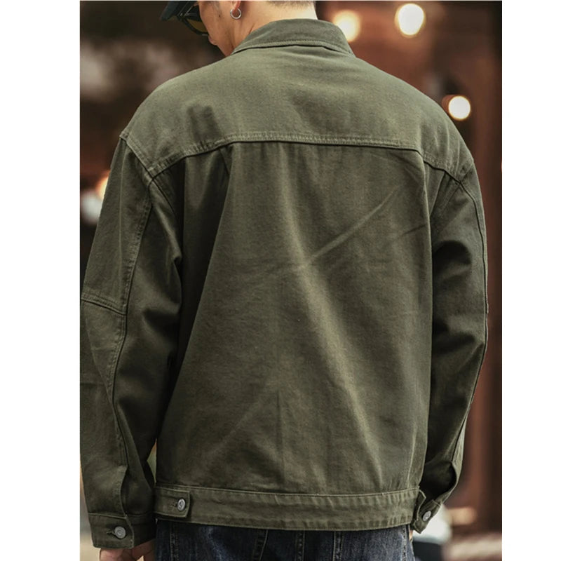 Spring and autumn new American heavy vintage denim jacket men's casual loose jacket