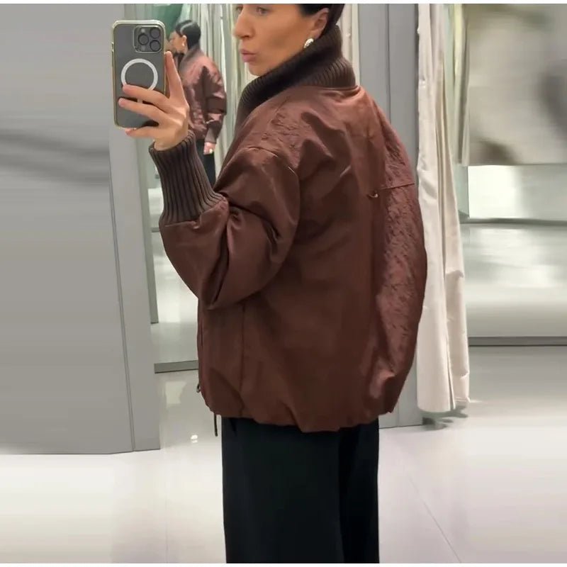 Chic Asymmetric Women's Down Jackets Vintage Laple Thicken Full Sleeve Padded Cotton Coat Female Autumn Winter Lady Streetwears