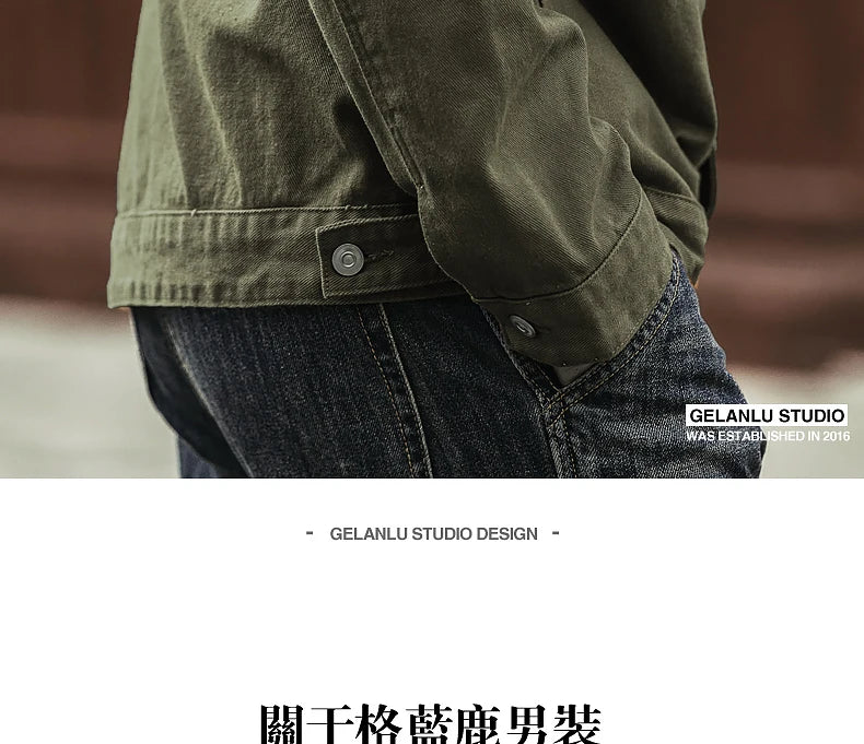 Spring and autumn new American heavy vintage denim jacket men's casual loose jacket