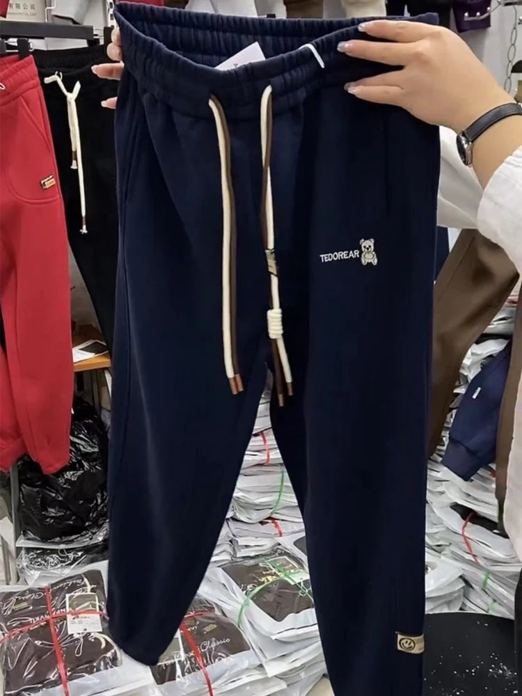 High-quality Cotton SweatPants Women Spring autumn Elastic Waist Loose Pants Casual Women Casual Trousers Women Clothing 4XL