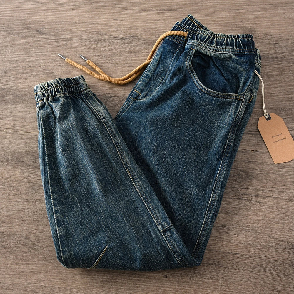 Autumn New Thick Denim Jeans Men's 99% Cotton Washed Heavyweight