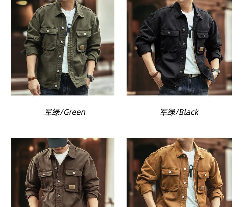 Spring and autumn new American heavy vintage denim jacket men's casual loose jacket