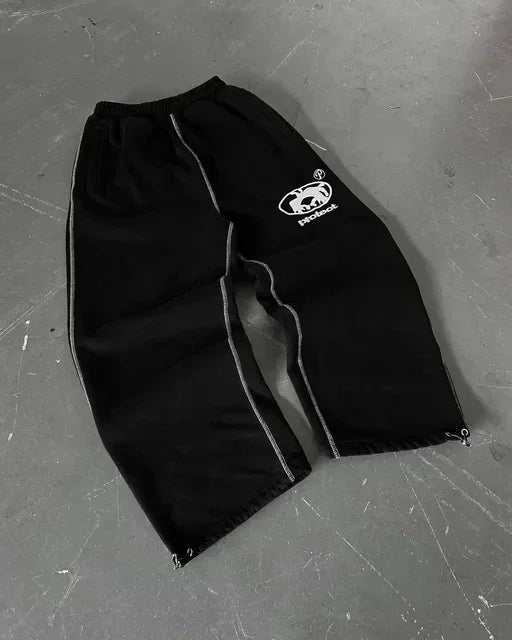 Sweatpants Y2K Pants Men Gothic Hip Hop Letter Patch  Double Layer Design Baggy