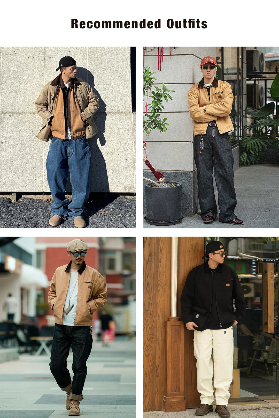 Maden Retro Canvas Detroit Hunting J001 Jacket Heavyweight Pocket Work Jacket Lapel Collar Zipper Coat for Men's Spring and Fall