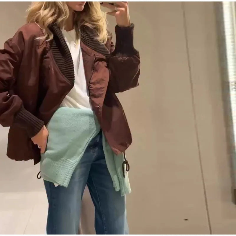 Chic Asymmetric Women's Down Jackets Vintage Laple Thicken Full Sleeve Padded Cotton Coat Female Autumn Winter Lady Streetwears