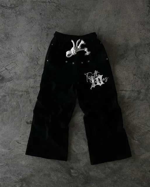 Sweatpants Y2K Pants Men Gothic Hip Hop Letter Patch  Double Layer Design Baggy